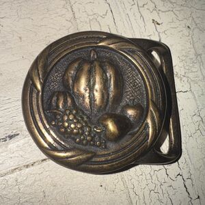 Vintage 1975 Tech Ether Guild Inc. Harvest' solid brass belt buckle Great Patina